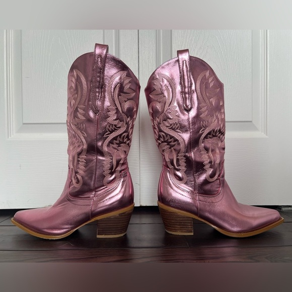 Pink Metallic Cowboy Boots - Picture 2 of 8